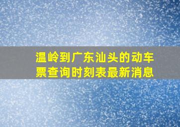 温岭到广东汕头的动车票查询时刻表最新消息