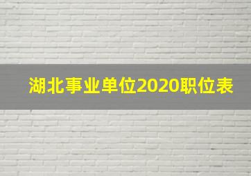 湖北事业单位2020职位表