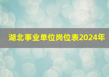 湖北事业单位岗位表2024年