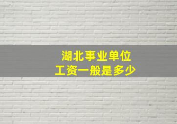 湖北事业单位工资一般是多少