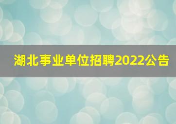 湖北事业单位招聘2022公告