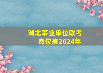 湖北事业单位联考岗位表2024年