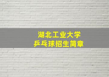 湖北工业大学乒乓球招生简章