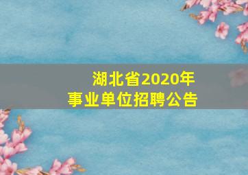 湖北省2020年事业单位招聘公告