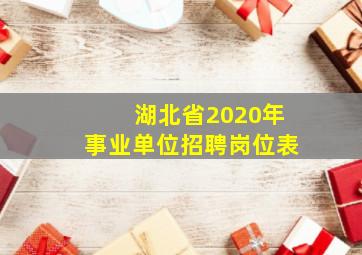 湖北省2020年事业单位招聘岗位表