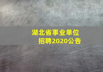 湖北省事业单位招聘2020公告