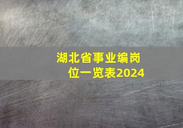 湖北省事业编岗位一览表2024