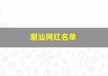 潮汕网红名单