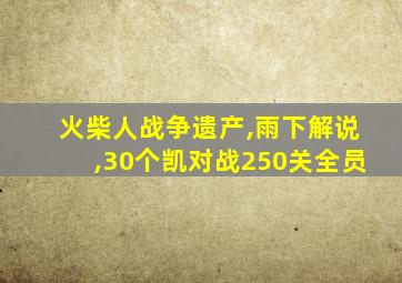 火柴人战争遗产,雨下解说,30个凯对战250关全员