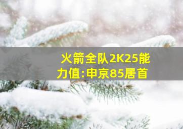 火箭全队2K25能力值:申京85居首