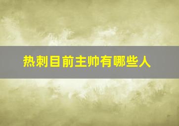 热刺目前主帅有哪些人