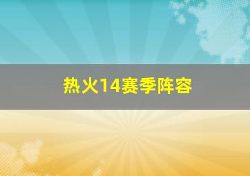 热火14赛季阵容