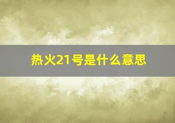 热火21号是什么意思