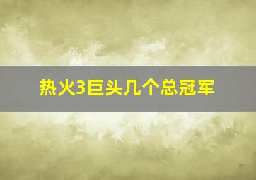 热火3巨头几个总冠军