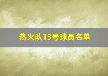 热火队13号球员名单