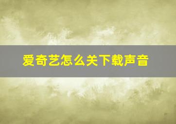 爱奇艺怎么关下载声音