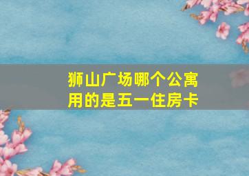 狮山广场哪个公寓用的是五一住房卡