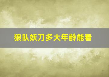 狼队妖刀多大年龄能看