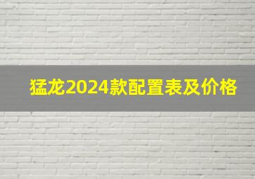 猛龙2024款配置表及价格