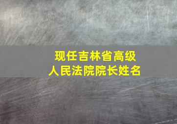 现任吉林省高级人民法院院长姓名