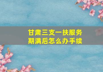 甘肃三支一扶服务期满后怎么办手续