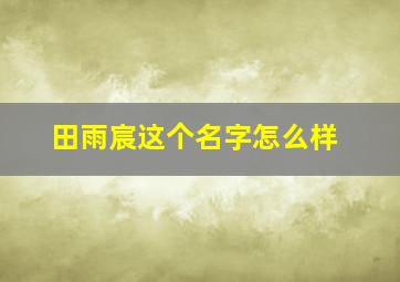 田雨宸这个名字怎么样