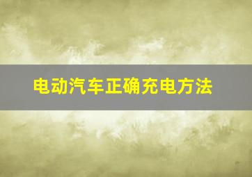 电动汽车正确充电方法