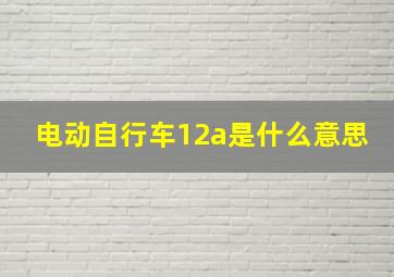 电动自行车12a是什么意思