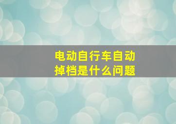 电动自行车自动掉档是什么问题