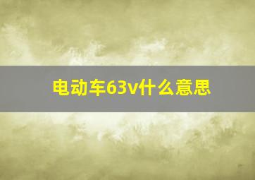 电动车63v什么意思