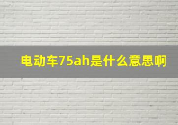 电动车75ah是什么意思啊