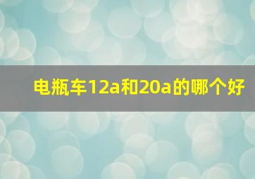 电瓶车12a和20a的哪个好