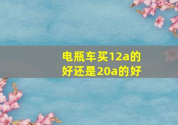 电瓶车买12a的好还是20a的好