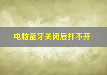 电脑蓝牙关闭后打不开