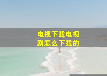 电视下载电视剧怎么下载的