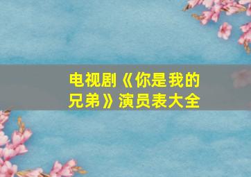 电视剧《你是我的兄弟》演员表大全