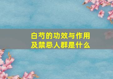 白芍的功效与作用及禁忌人群是什么