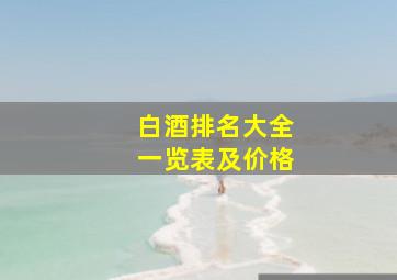 白酒排名大全一览表及价格