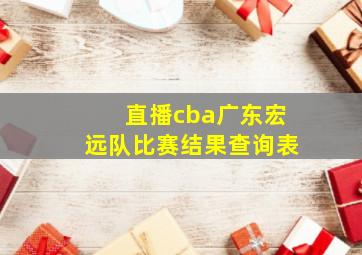 直播cba广东宏远队比赛结果查询表