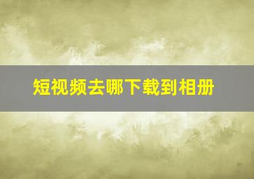 短视频去哪下载到相册