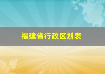 福建省行政区划表