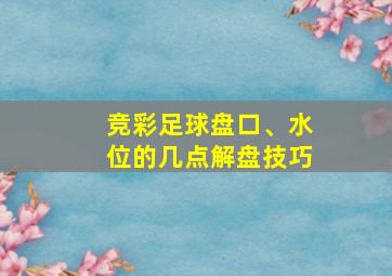 竞彩足球盘口、水位的几点解盘技巧