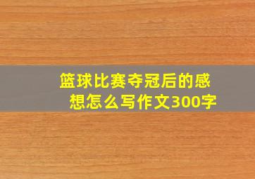 篮球比赛夺冠后的感想怎么写作文300字