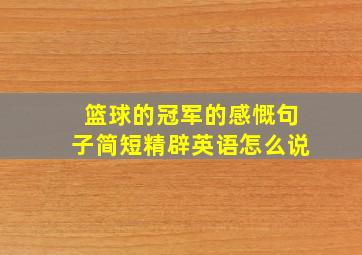 篮球的冠军的感慨句子简短精辟英语怎么说