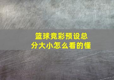 篮球竞彩预设总分大小怎么看的懂