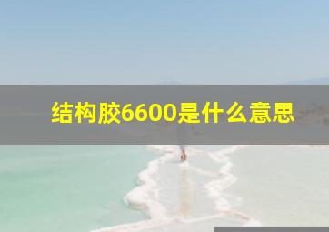 结构胶6600是什么意思