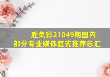 胜负彩21049期国内部分专业媒体复式推荐总汇