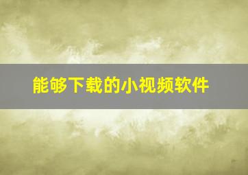 能够下载的小视频软件