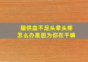 脑供血不足头晕头疼怎么办是因为你在干嘛