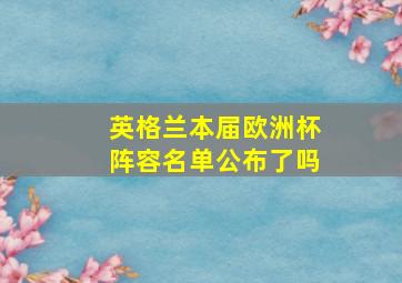 英格兰本届欧洲杯阵容名单公布了吗